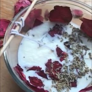 Rose candle with real rose petals.